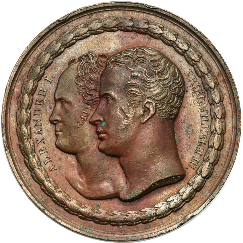 Rosja/Niemcy - Prusy. Alexander I, Friedrich Wilhelm III. Medal 1818 Ukończenie Pomnik Bohaterstwa, Kreuzberg, Berlin